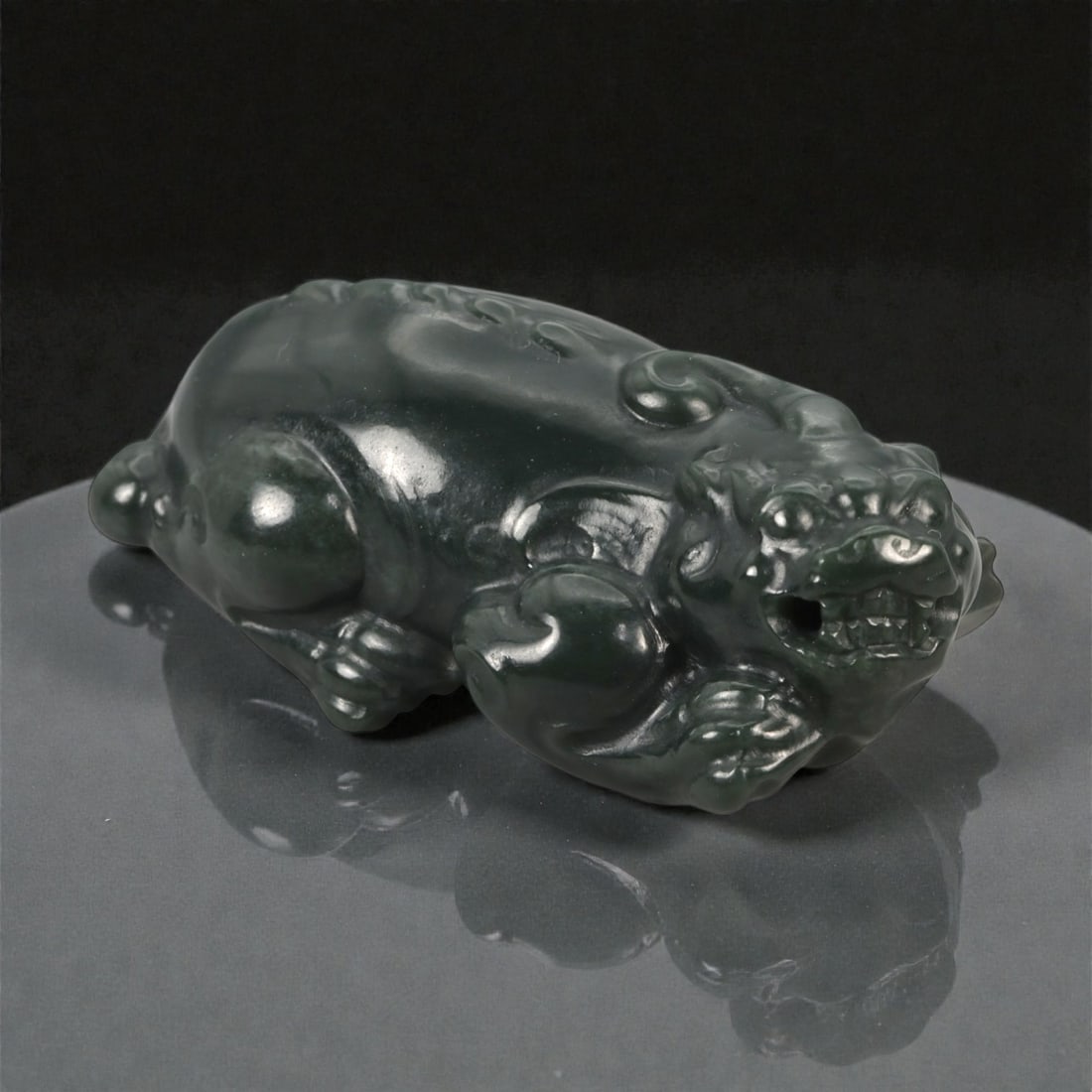 A Chinese Nephrite Jade Pixiu Figure, 20th Century, 94FB (1 of 3)