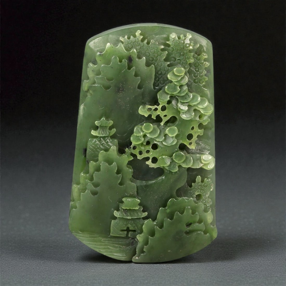 A Chinese Nephrite Jade Landscape Plaque, 20th Century, 46FA (1 of 2)