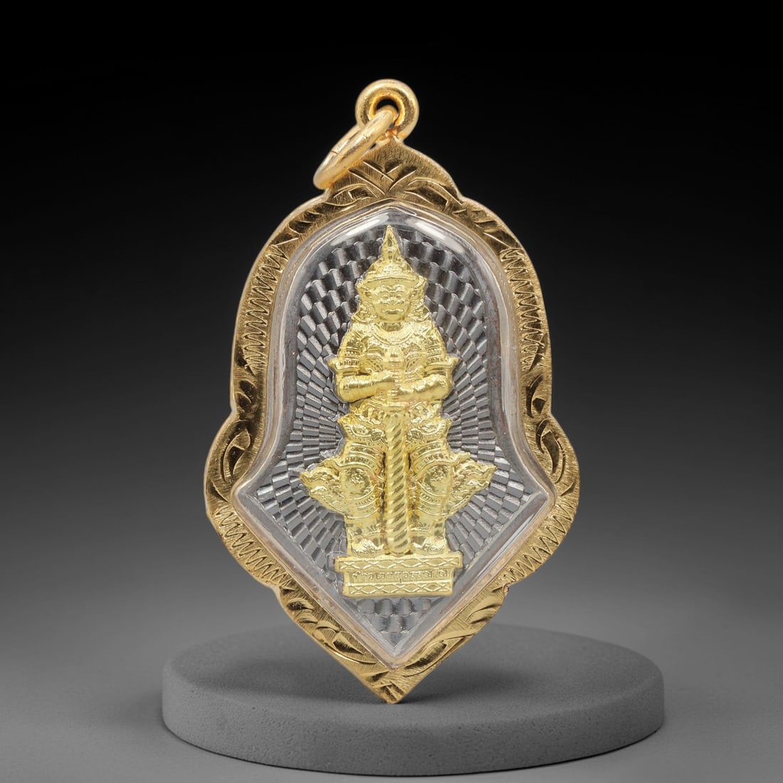 A Thai Guardian Deity Amulet in Gold Frame, Late 20th Century, 1FR (1 of 2)