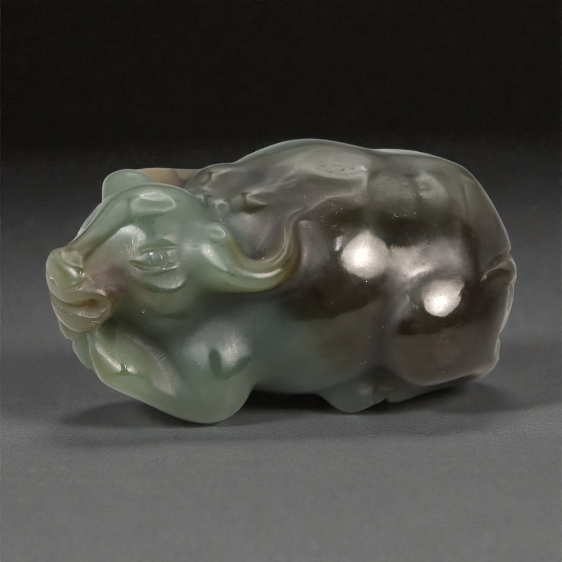 A Chinese Nephrite Jade Bovine Figure, 20th Century, 9YA (1 of 3)