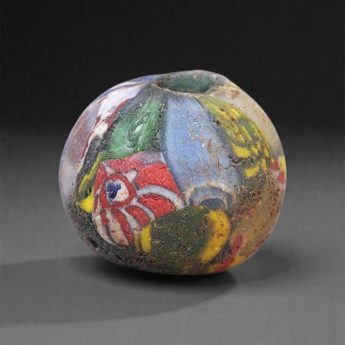 Antique Glass Bead - Venetian Scramble Cane Sphere, 55Z (1 of 2)