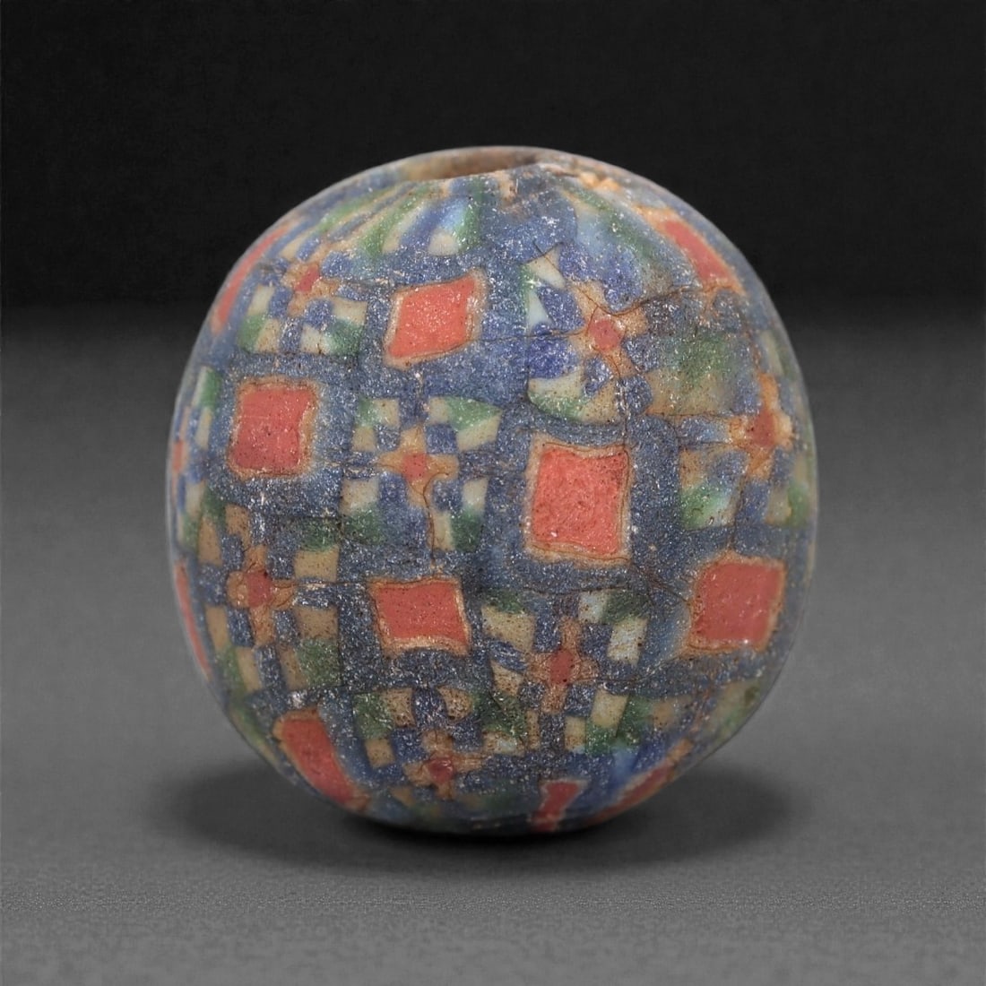 Ancient Glass Bead - Roman Mosaic Cane Sphere, 4Z (1 of 2)