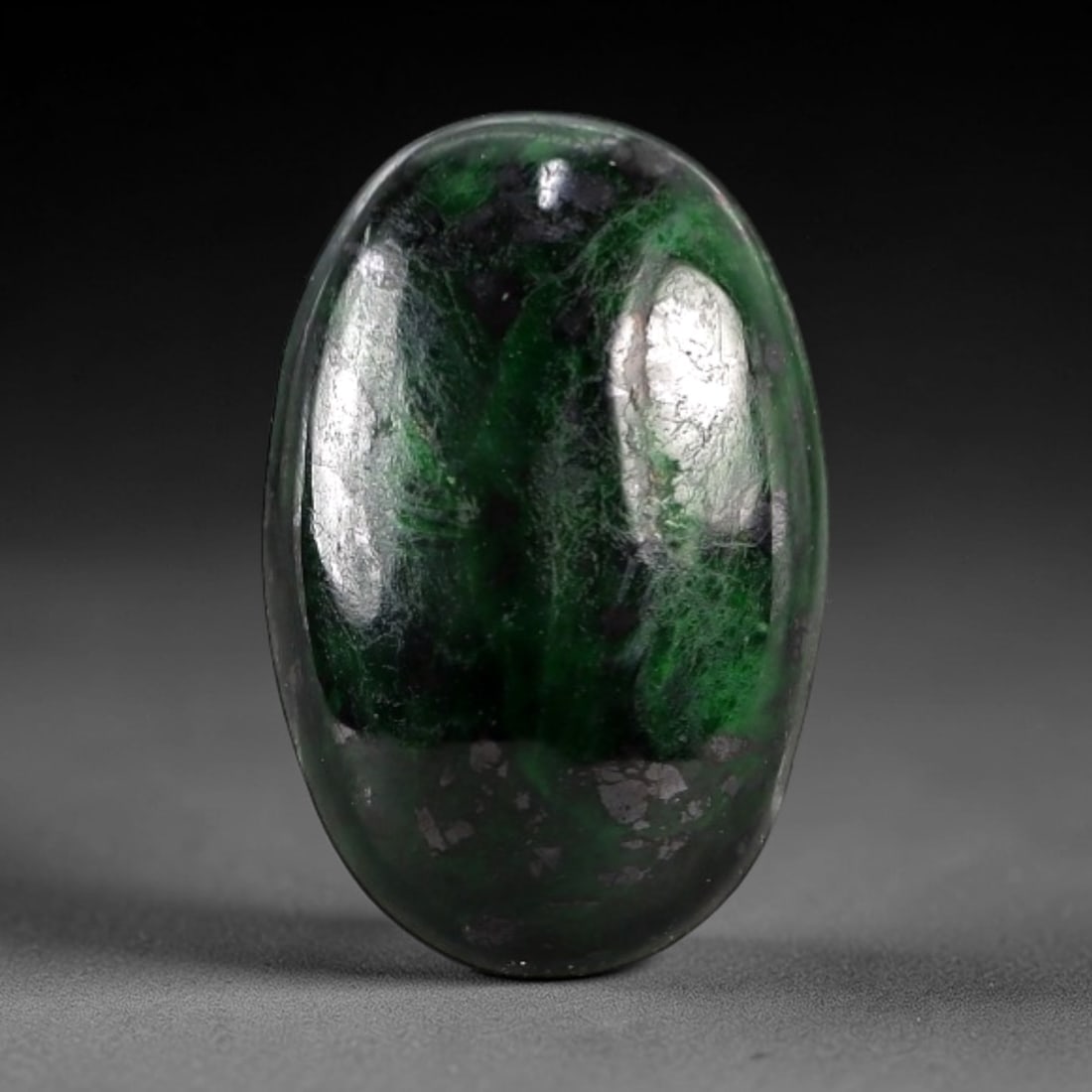 3.22 Carats Deep Green Maw Sit Sit Jade Cabochon - Natural Burmese Stone, 9AB (1 of 1)