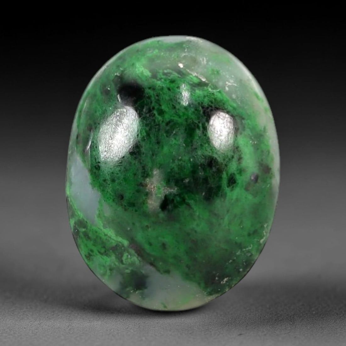 3.21 Carats Deep Green and Pale Matrix Maw Sit Sit Jade Cabochon - Natural Burmese Stone, 10AB (1 of 1)
