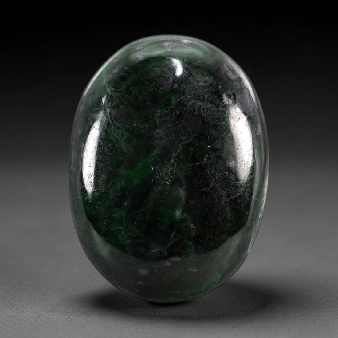 9.10 Carats Deep Green Maw Sit Sit Jade Cabochon - Natural Burmese Stone, 23AB (1 of 1)