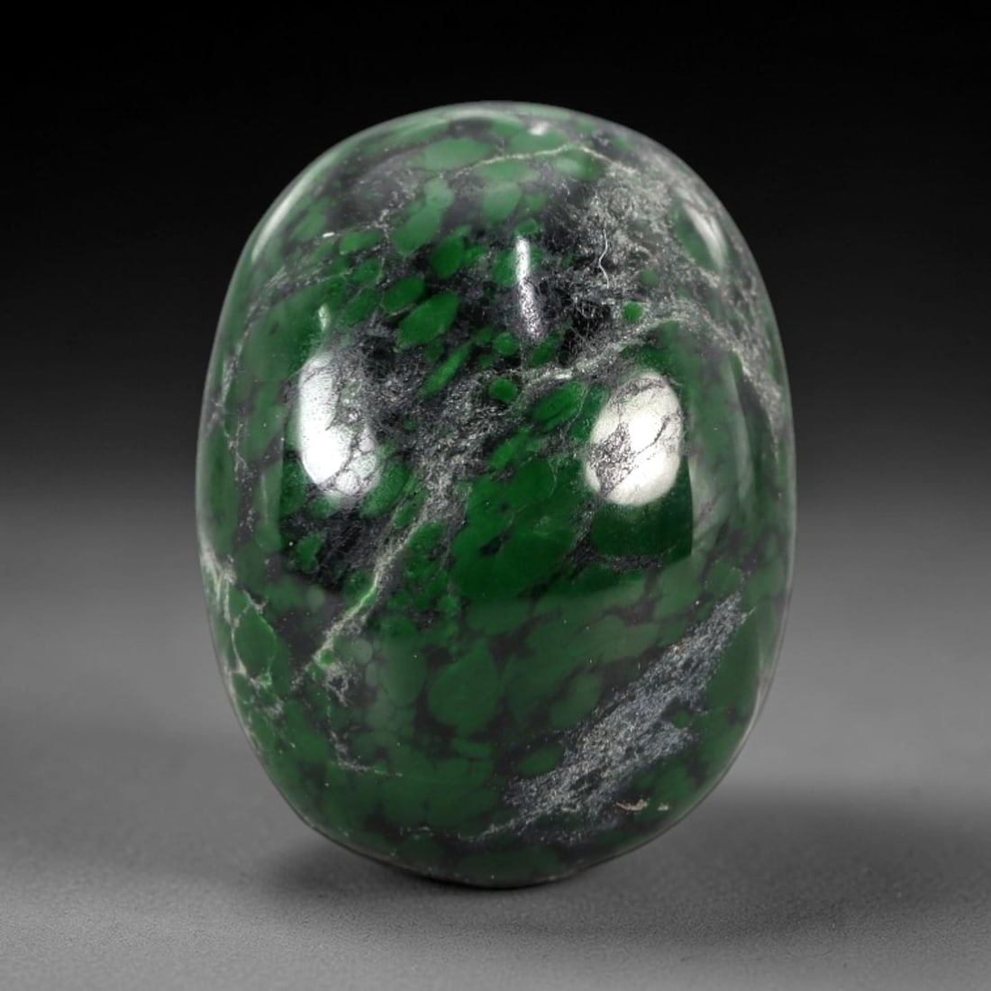 14.91 Carats Deep Green and Pale Matrix Maw Sit Sit Jade Cabochon - Natural Burmese Stone, 15AB (1 of 1)
