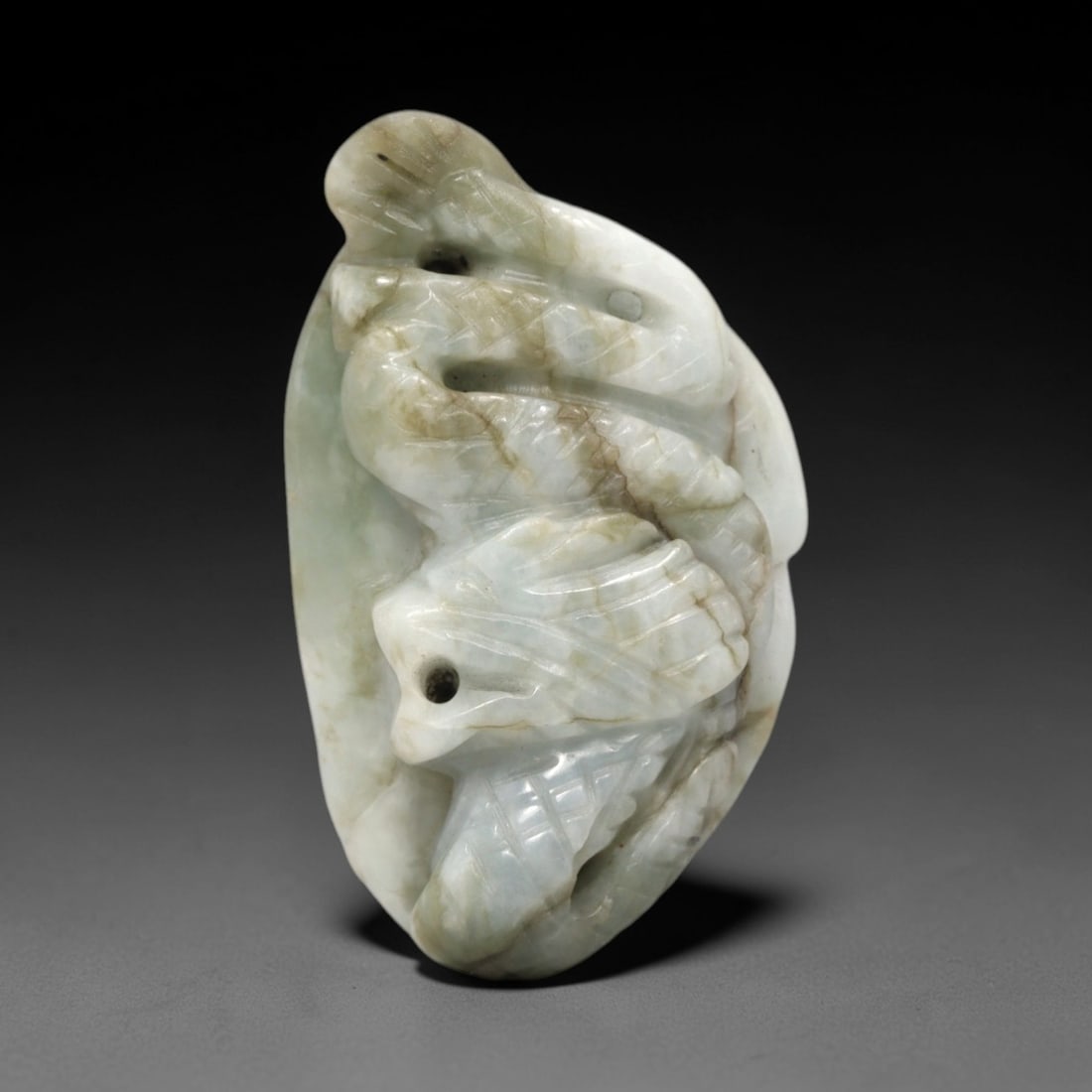 A Chinese Jadeite Jade Dragon-Form Pendant Plaque, 20th Century, 38FR (1 of 2)
