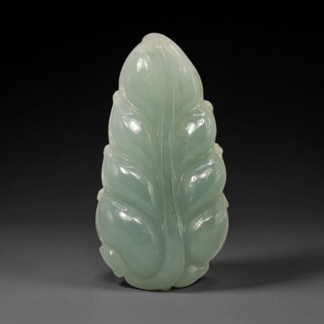 A Chinese Jadeite Jade Leaf-Form Pendant, 20th Century, 56FR (1 of 2)