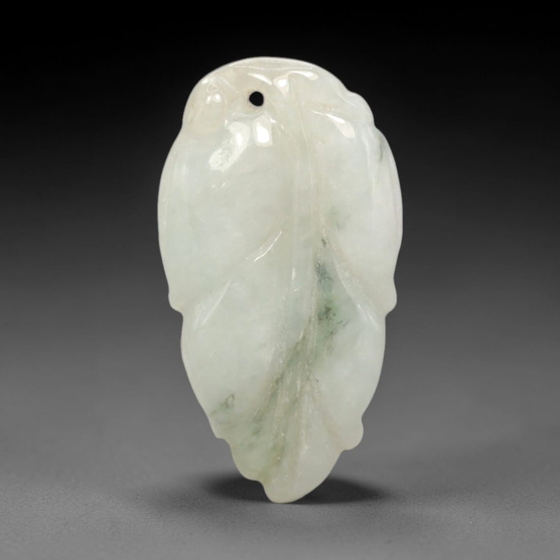 A Chinese Jadeite Jade Leaf Amulet Pendant, 20th Century, 88FR (1 of 2)