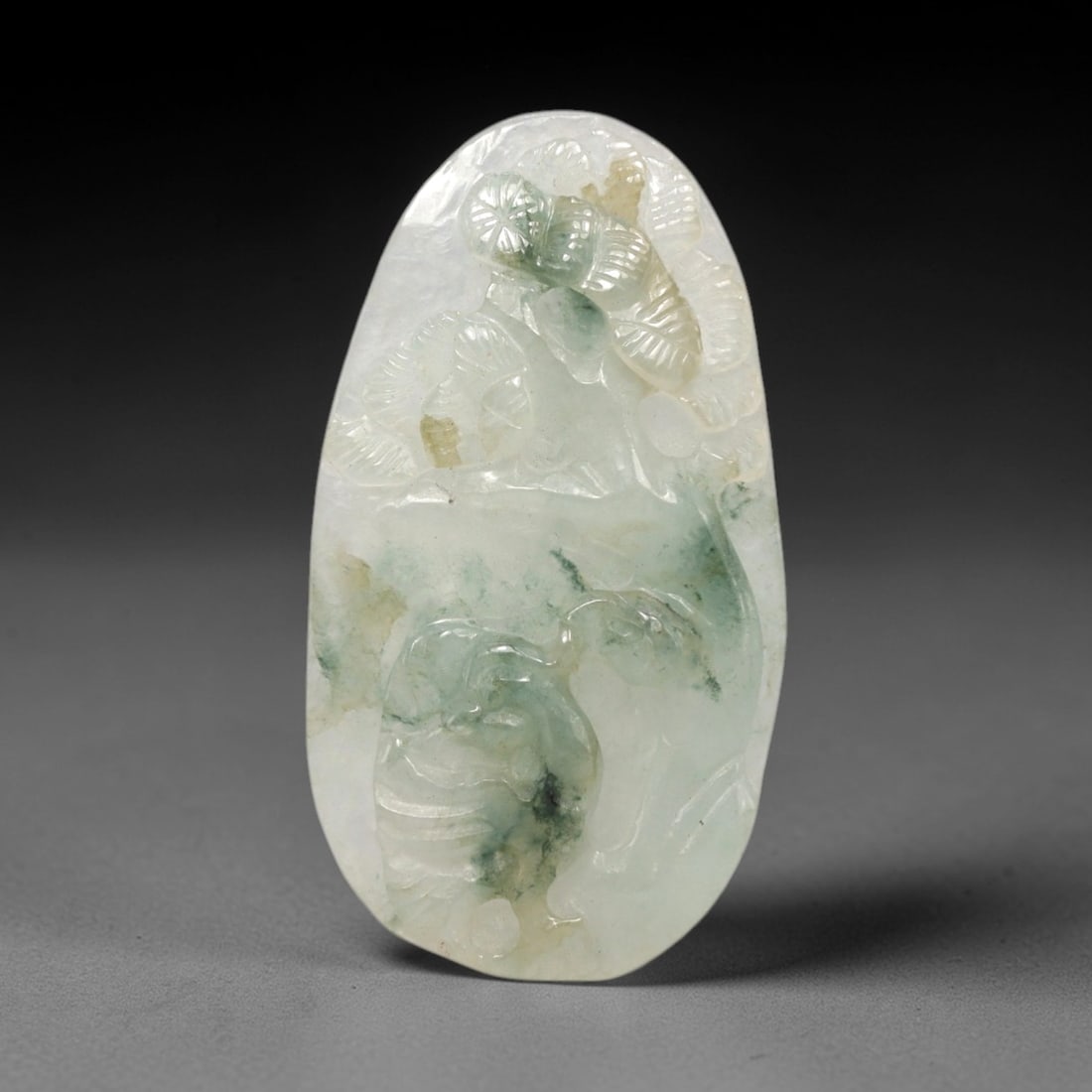 A Chinese Jadeite Jade Floral Pendant Plaque, 20th Century, 45FR (1 of 2)