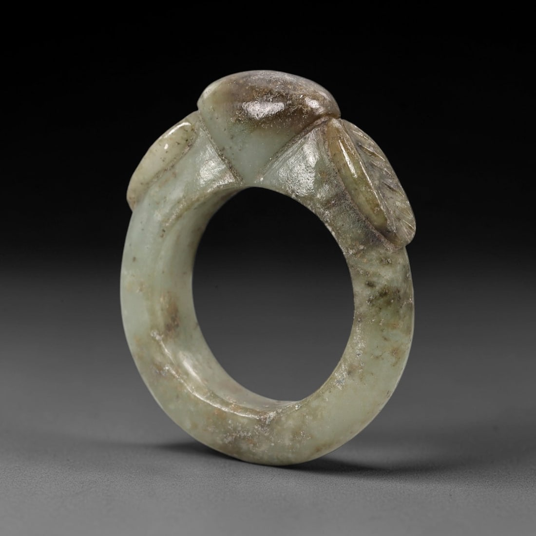 A Chinese Jadeite Jade Bamboo-Form Ring, Qing Dynasty, 68FS (1 of 1)