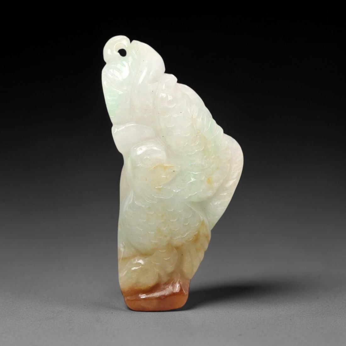 A Chinese Jadeite Jade Phoenix-Form Pendant Plaque, 20th Century, 32FR (1 of 2)