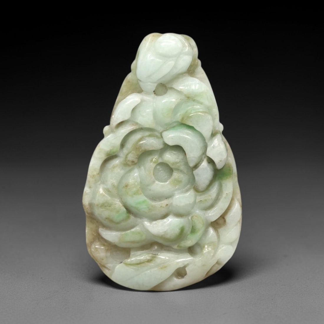A Chinese Jadeite Jade Floral Pendant Plaque, 20th Century, 57FR (1 of 2)