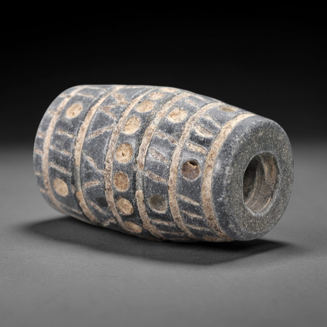A Near Eastern Schist Cylindrical Bead, Circa 1st Millennium BCE, 14FT (1 of 2)