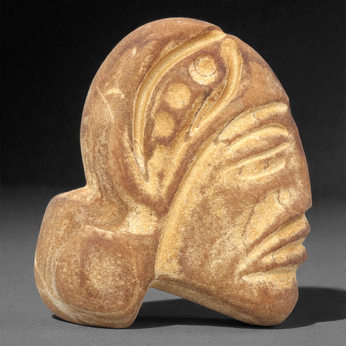 A Pre-Columbian Stone Head Carving, 10th-15th Century, 13ZH (1 of 1)