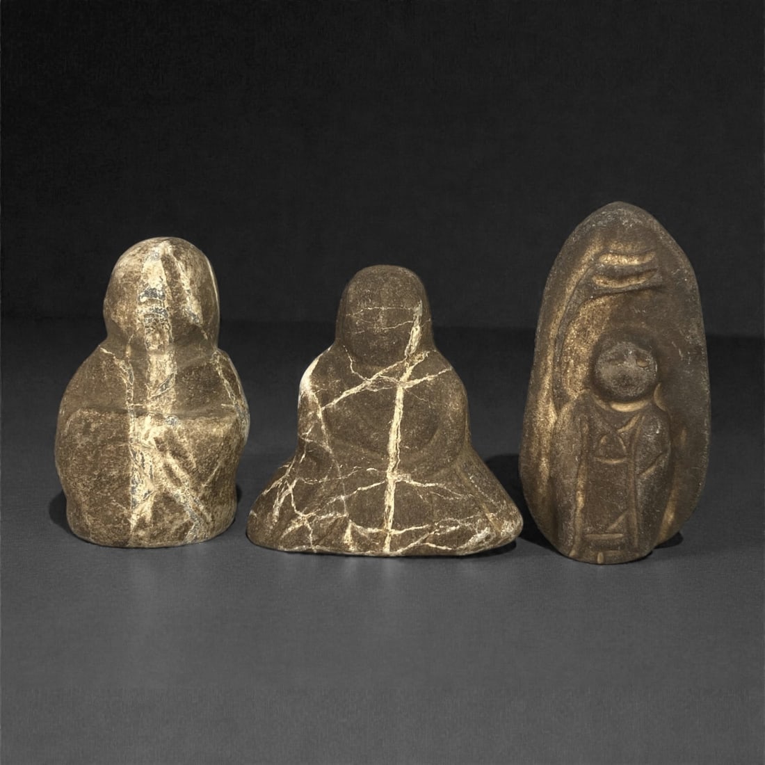 A Group of Three Edo Period Buddhist Stone Carvings, 17th-19th Century, 99FM (1 of 1)