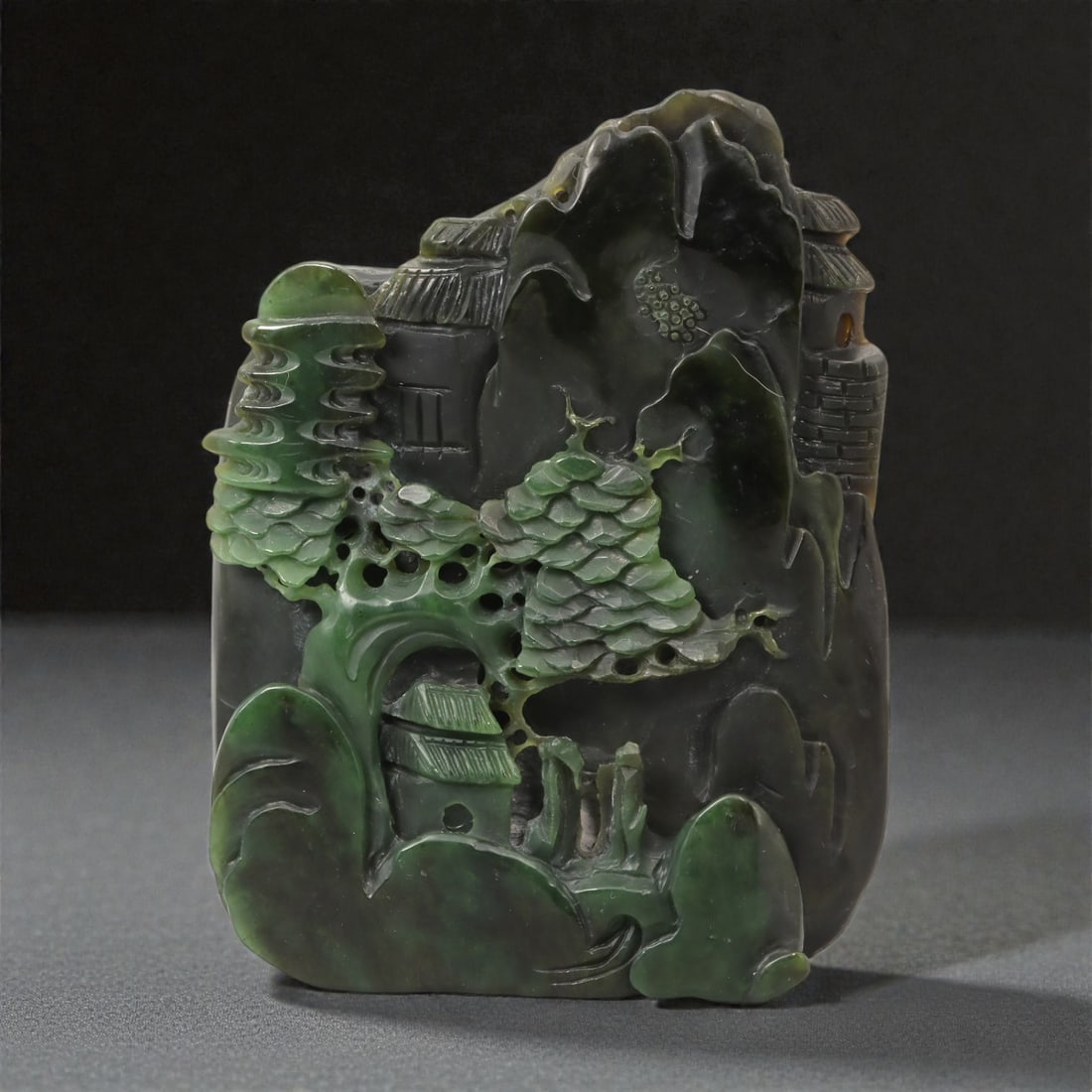 A Chinese Nephrite Jade Landscape Display Carving, 20th Century, 45FC (1 of 2)