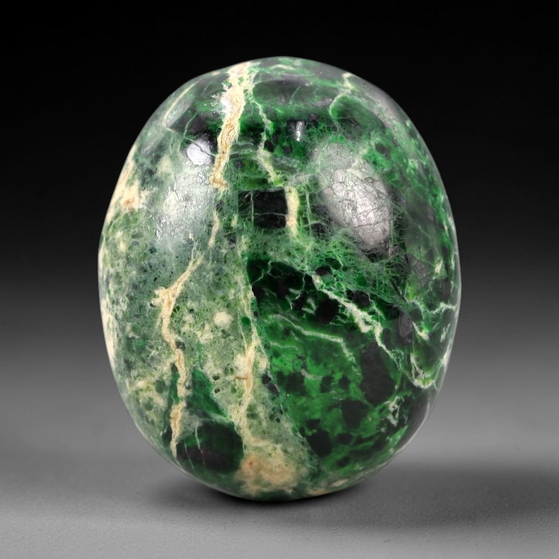 28.21 Carats Deep Green and Cream Vein Maw Sit Sit Jade Cabochon - Natural Burmese Stone, 35AB (1 of 1)