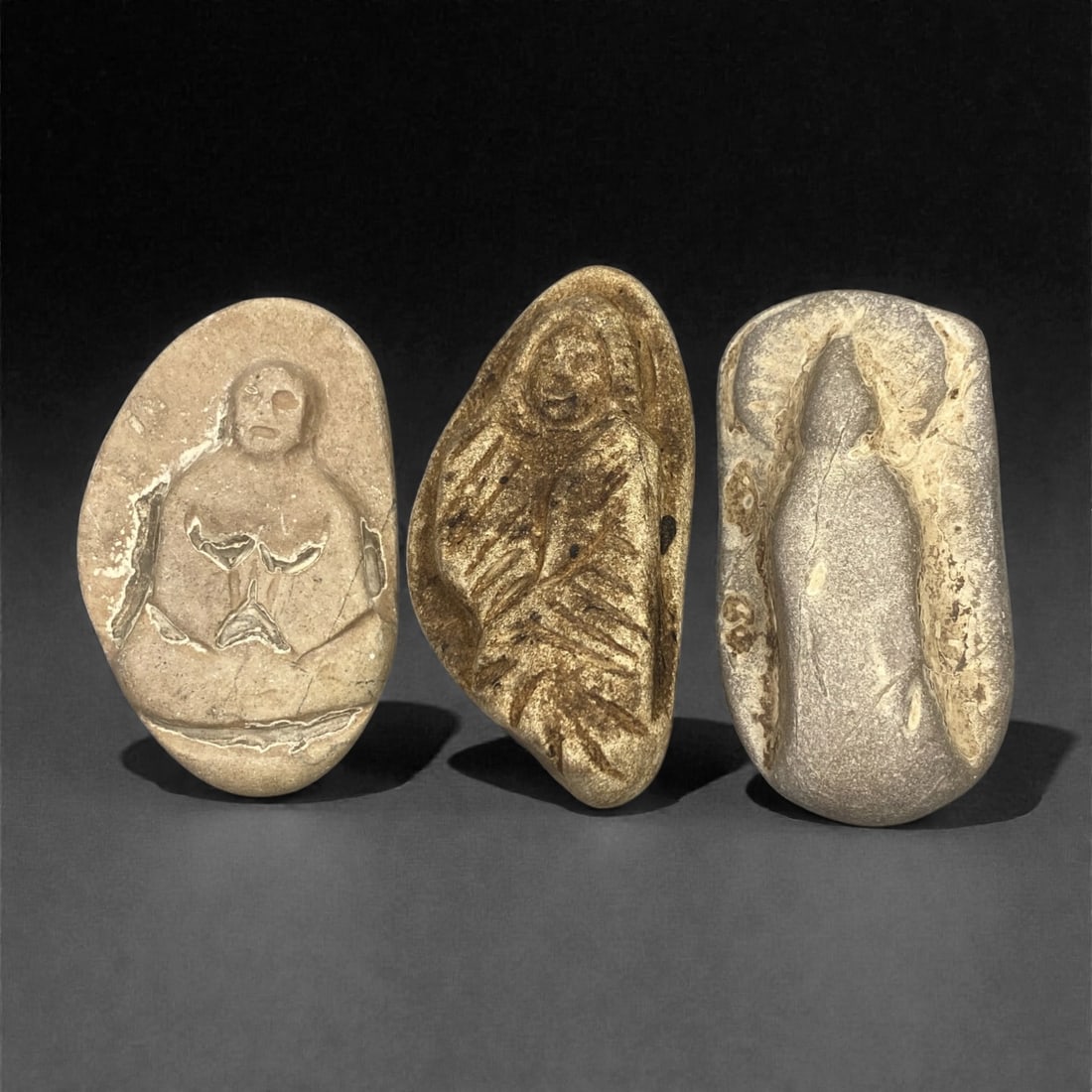 A Group of Three Edo Period Buddhist Stone Carvings, 17th-19th Century, 10FN (1 of 1)