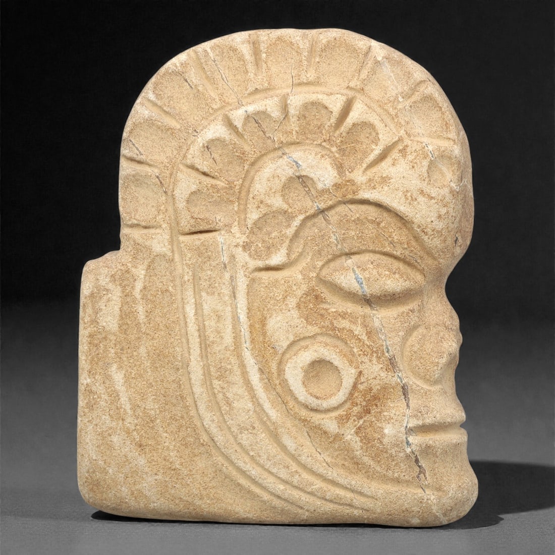 A Pre-Columbian Stone Head Carving, 10th-15th Century, 15ZH (1 of 1)