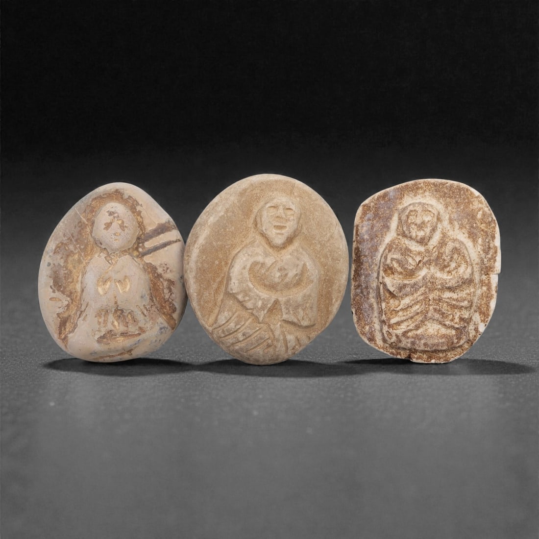 A Group of Three Japanese Stone Votive Buddha Figures, Edo Period, 54FL (1 of 1)