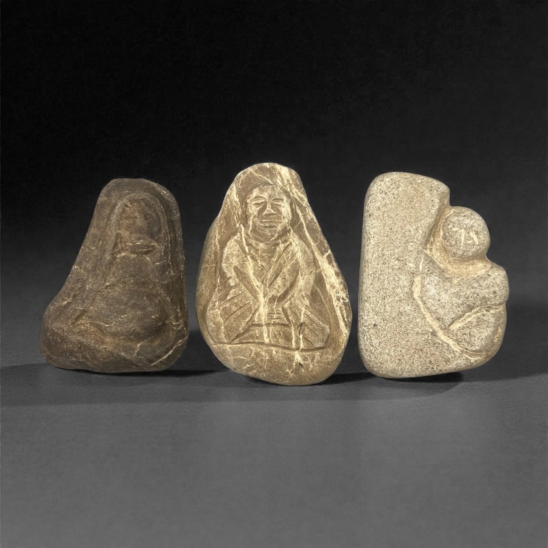 A Group of Three Edo Period Buddhist Stone Carvings, 17th-19th Century, 100FM (1 of 1)