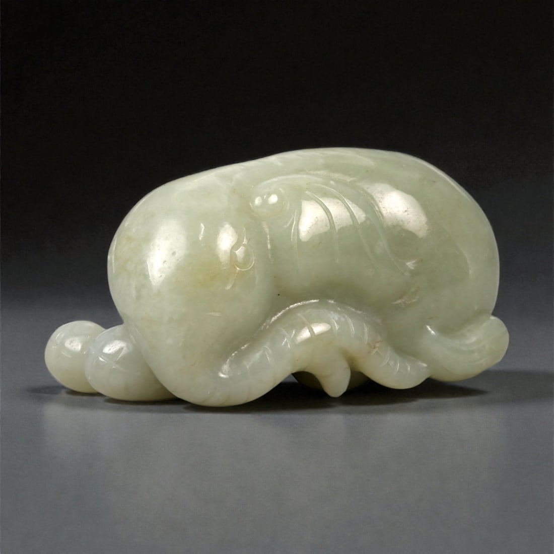 A Chinese Nephrite Jade Elephant Figure, 20th Century, 80FA (1 of 3)
