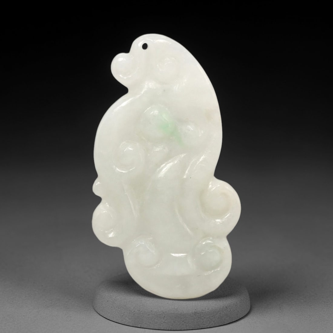 A Chinese Jadeite Jade Lingzhi-Form Pendant, 20th Century, 22FR (1 of 2)