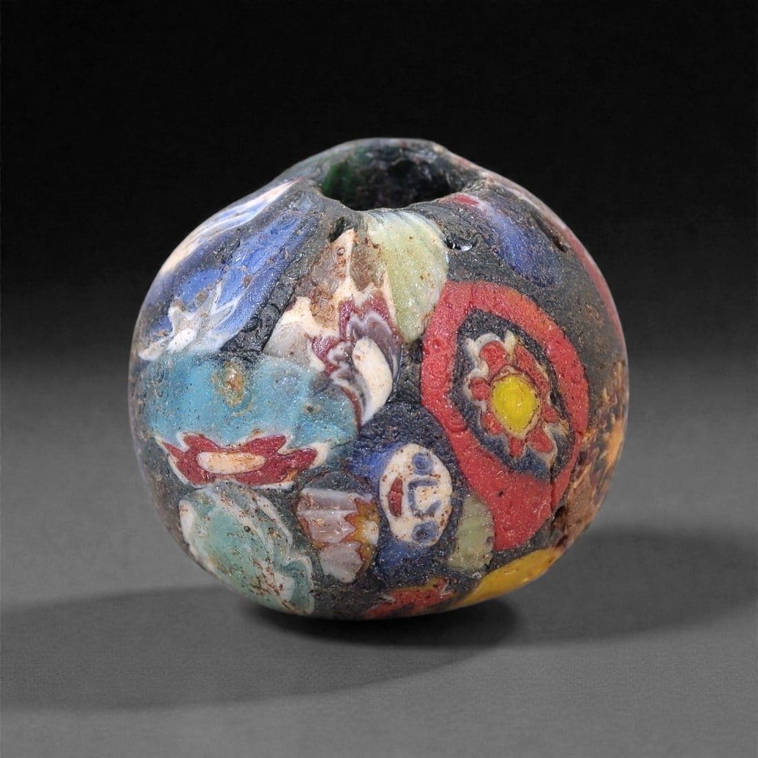 Antique Glass Bead - Venetian Scramble Cane Sphere, 37Z (1 of 2)