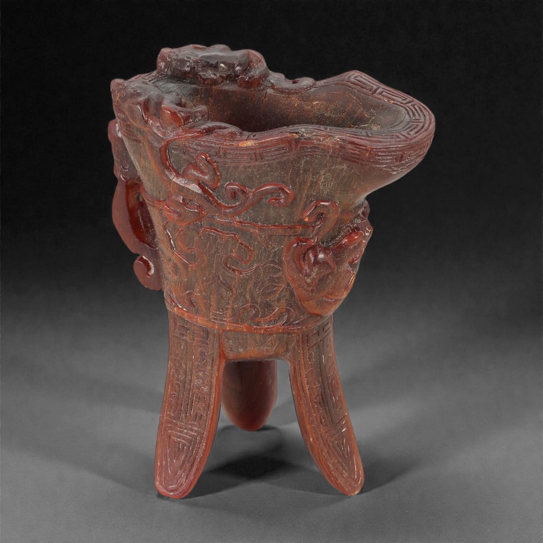 A Chinese Horn Libation Cup, Archaistic Style, 20th Century, 48FG (1 of 4)