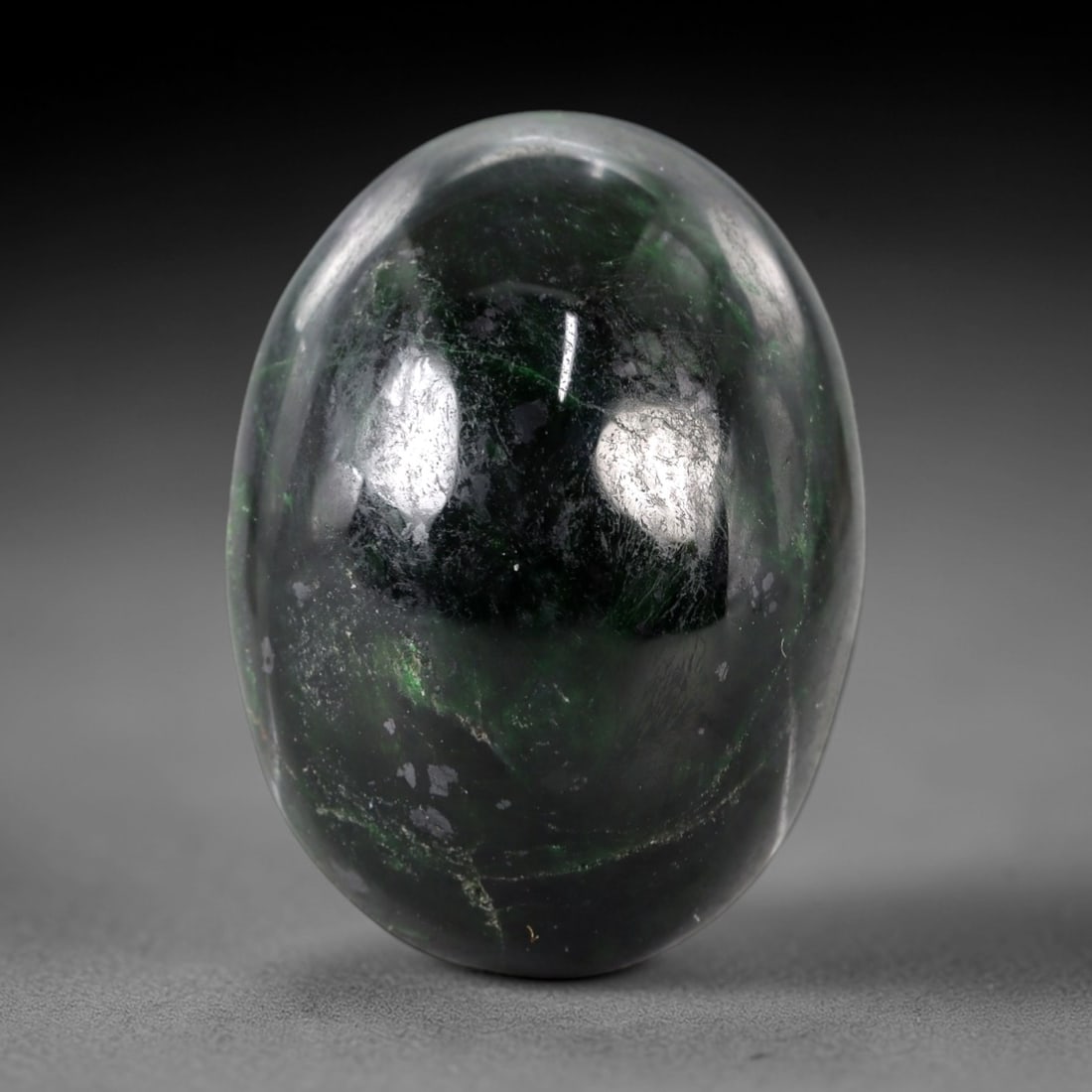 43.53 Carats Dark Matrix and Green Vein Maw Sit Sit Jade Cabochon - Natural Burmese Stone, 30AB (1 of 1)
