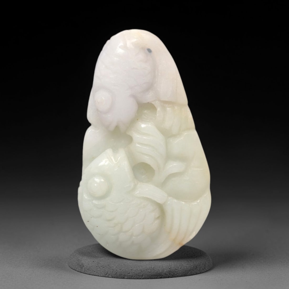A Chinese Jadeite Jade Double Fish Pendant Plaque, 20th Century, 18FR (1 of 2)
