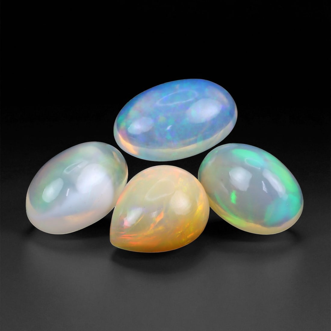 10.12 Carats Neon Play-of-Color Opal Selection - Natural Ethiopian Cabochons - 10 to 12 mm, 58XE (1 of 1)