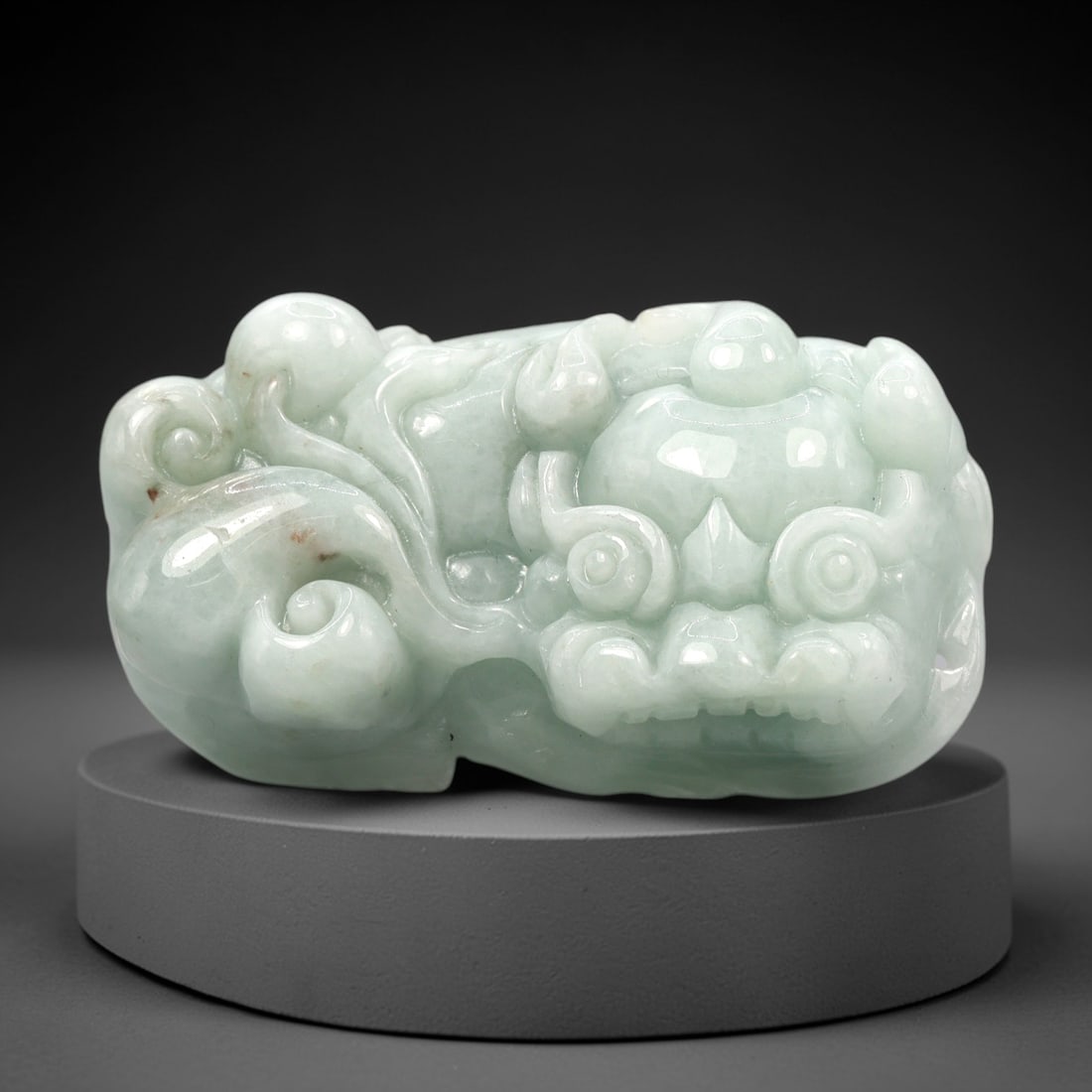 Natural Burmese Jadeite Pixiu Pendant - Auspicious Wealth Talisman 4.2x2.3cm, 93XL: This substantial 4.2x2.3cm jadeite pendant is masterfully carved into the form of the mythical Pixiu, a revered symbol of wealth and protection in Chinese culture. Crafted from natural Burmese jadeite