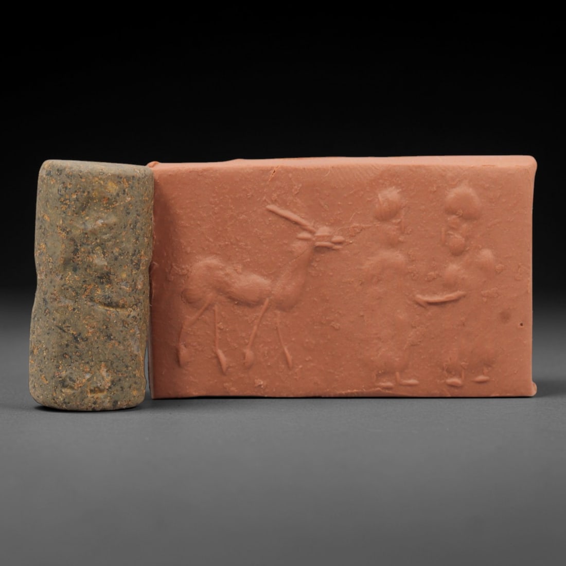 A Mesopotamian Stone Cylinder Seal, Circa 2nd Millennium BCE, 5FT (1 of 2)