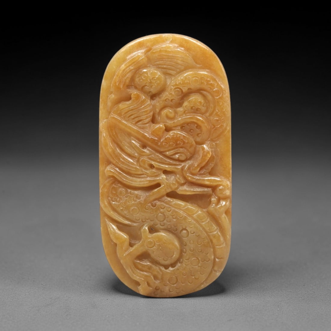 A Chinese Jadeite Jade Dragon Pendant Plaque, 20th Century, 33FR (1 of 2)