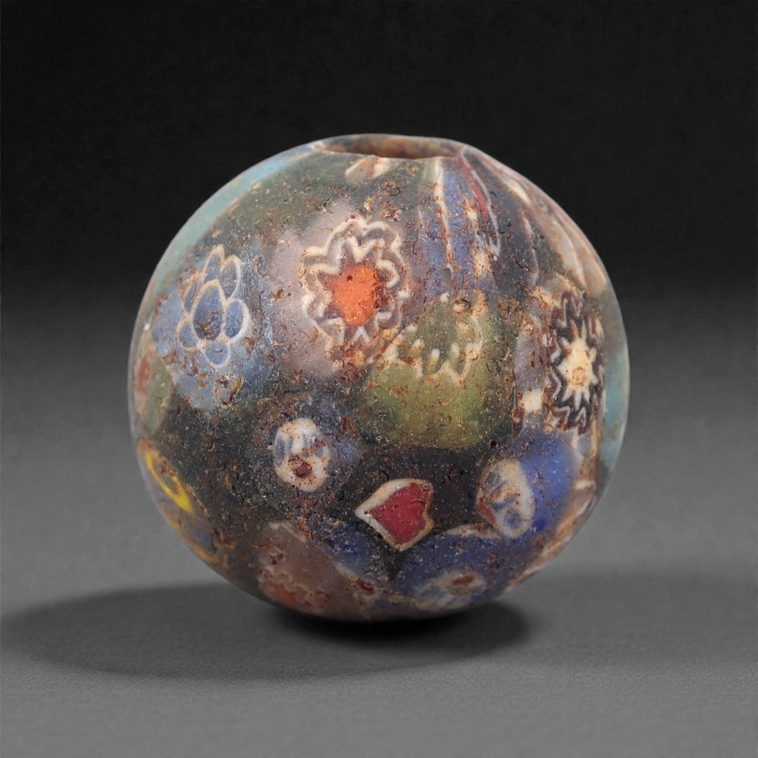 Antique Glass Bead - Venetian Scramble Cane Sphere, 16Z (1 of 2)