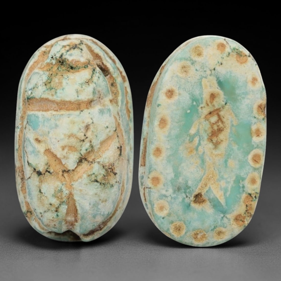 An Ancient Near Eastern Turquoise Scarab Stamp Seal, 1st Millennium BCE, 88AC (1 of 4)