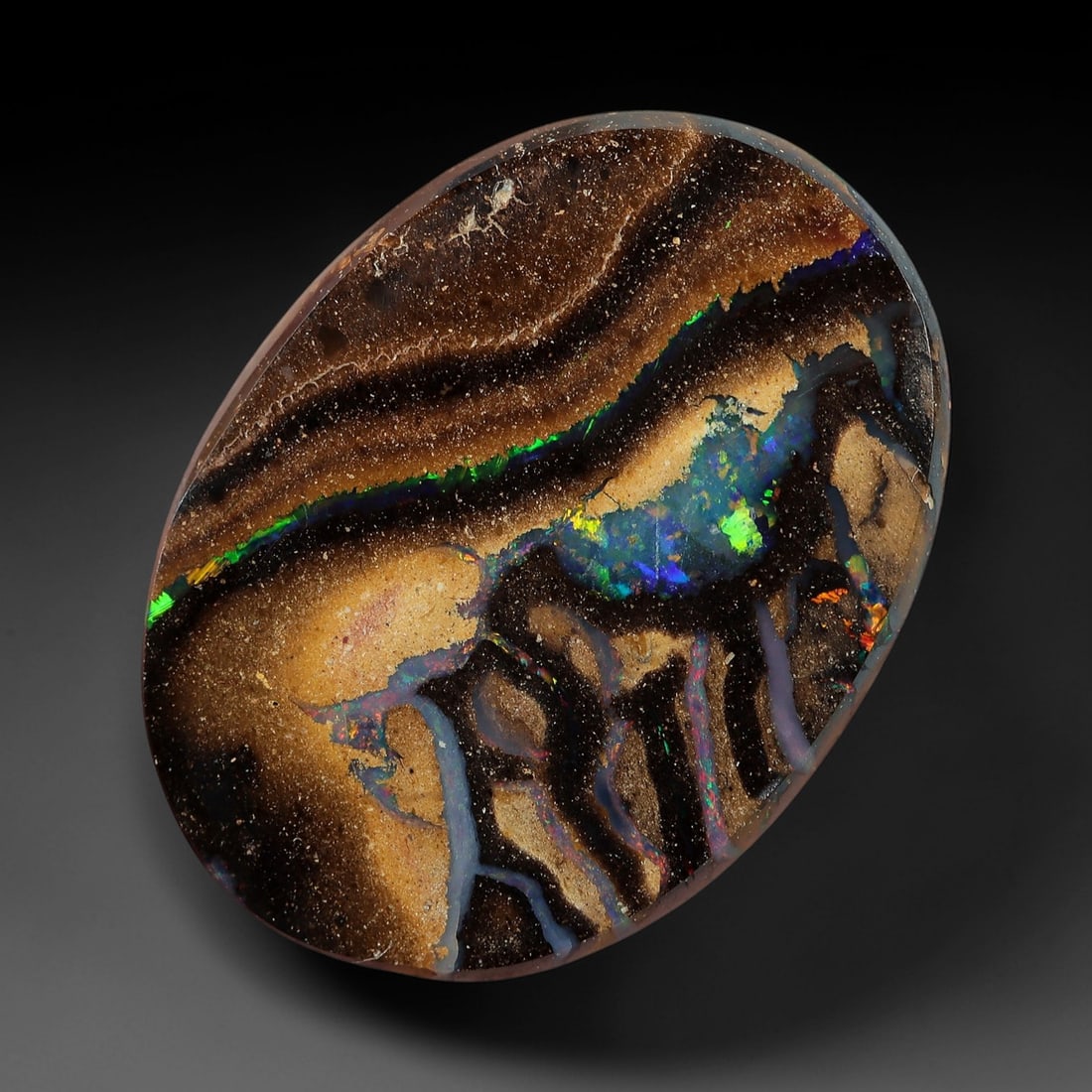 4.38 Carats Koroit Boulder Opal Cabochon - Natural Australian Stones 12.9x9.6mm, 12XM (1 of 2)