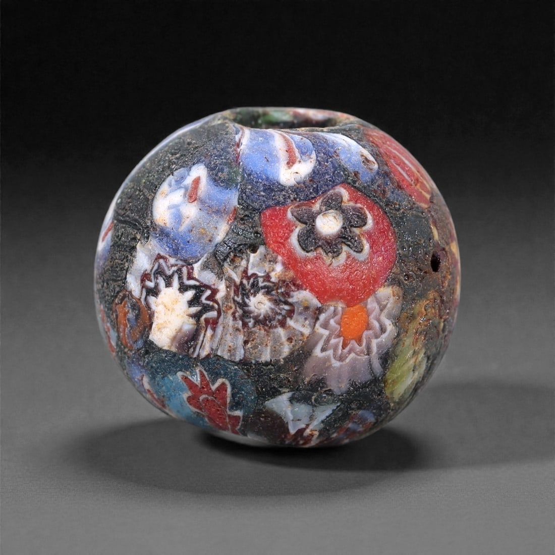 Antique Glass Bead - Venetian Scramble Cane Sphere, 27Z (1 of 2)