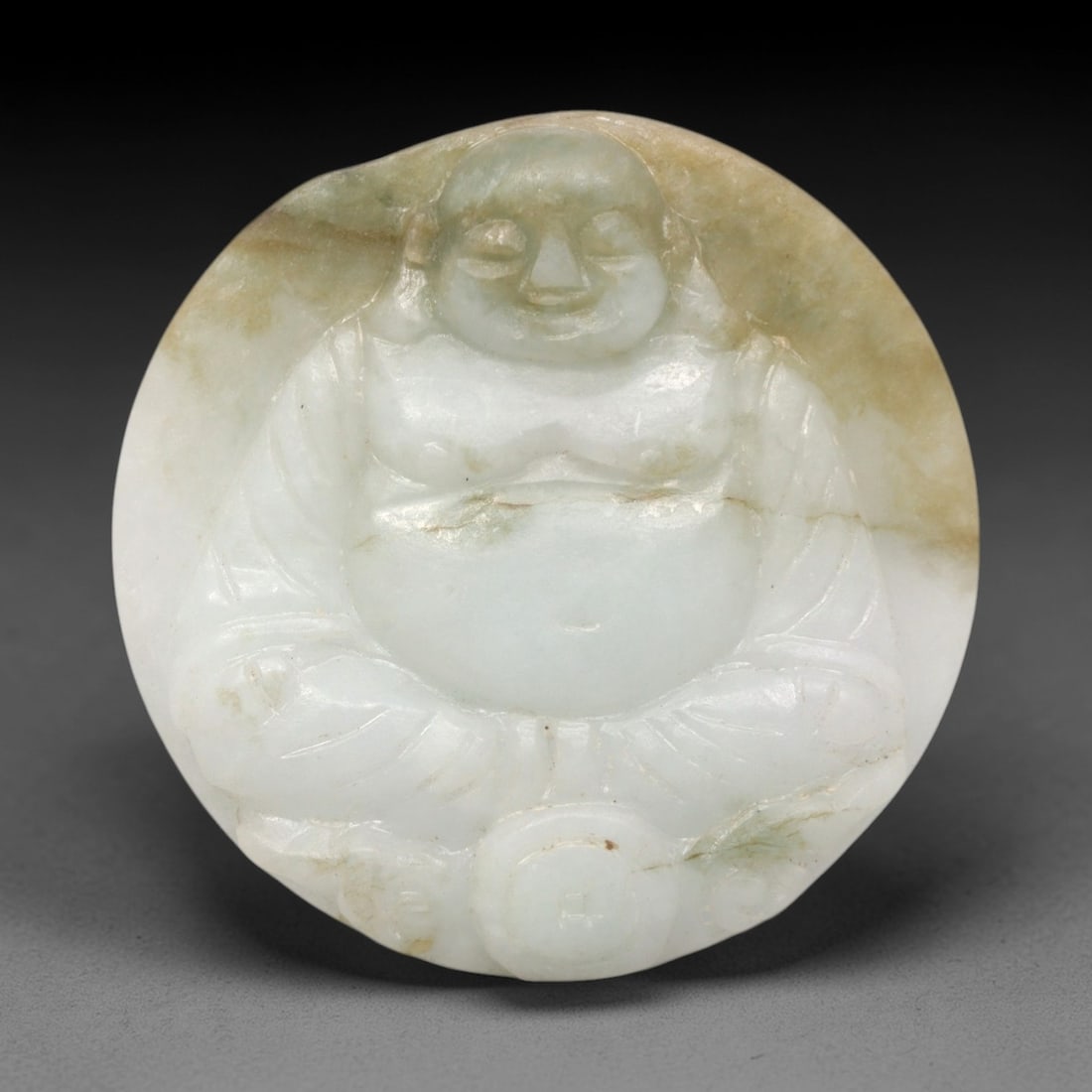 A Chinese Jadeite Jade Budai Pendant, 20th Century, 49FS (1 of 2)