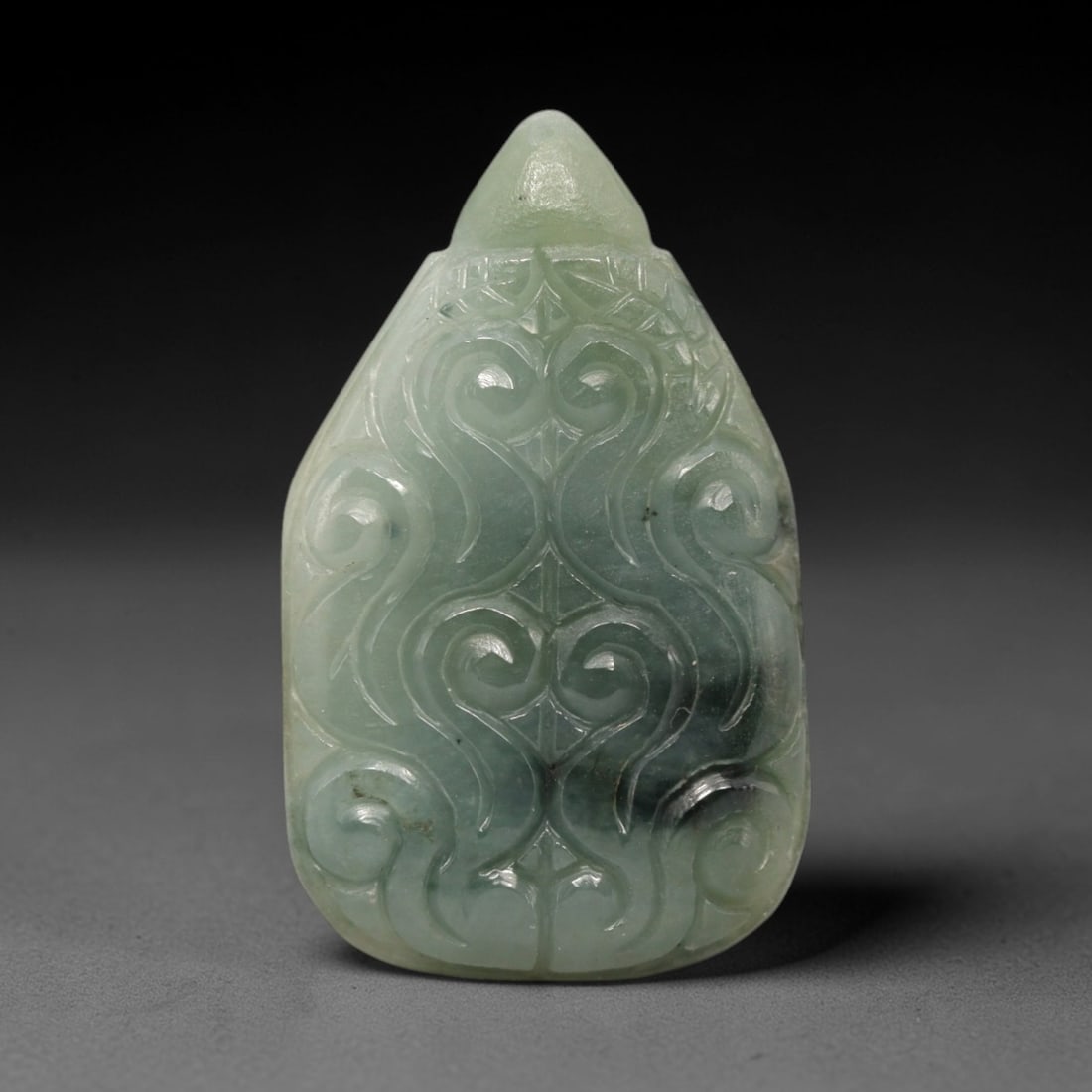 A Chinese Jadeite Jade Scrollwork Pendant, 20th Century, 85FR (1 of 2)