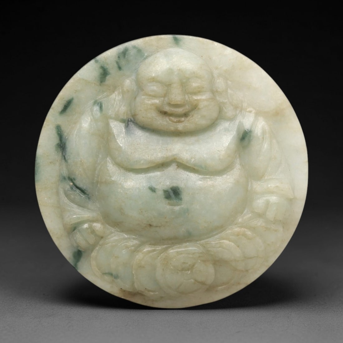 A Chinese Jadeite Jade Budai Pendant, 20th Century, 93FR (1 of 2)
