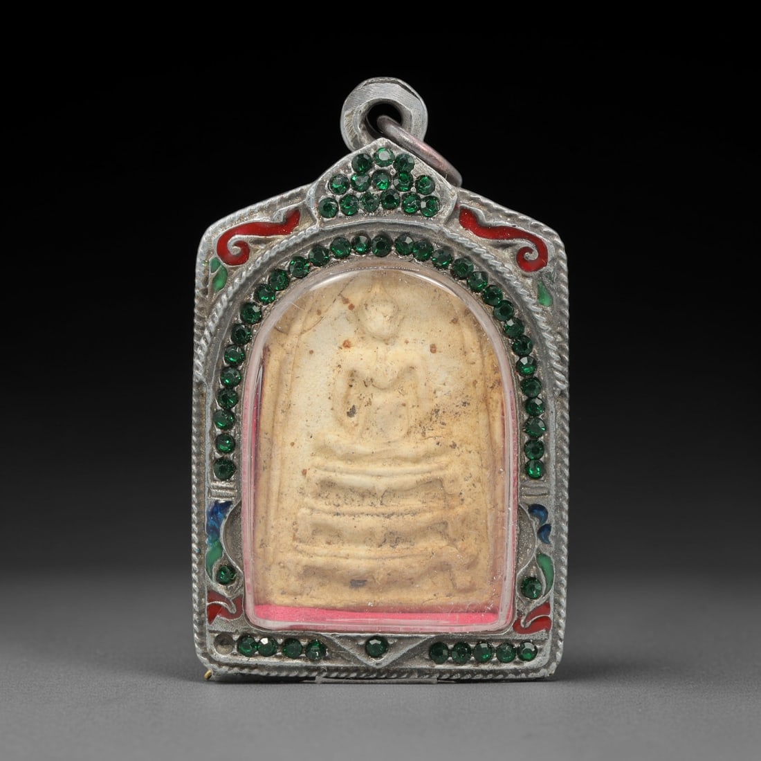 A Thai Terracotta Buddha Amulet in Metal Case, 20th Century, 80ZH (1 of 2)