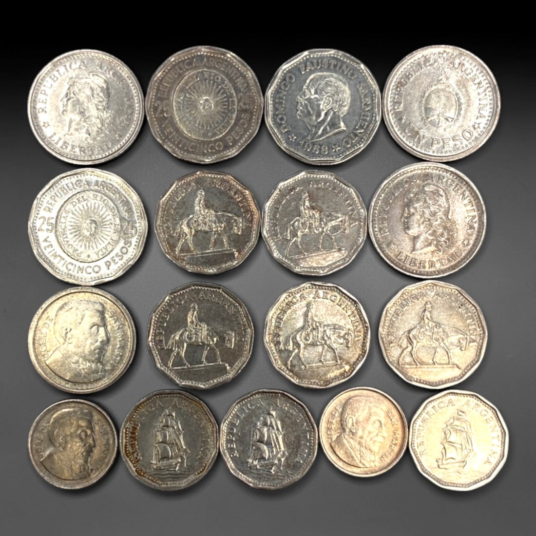 ARGENTINA: 20th-Century Economic & Political 17-Piece Coins Set, 1954-1969, 19-26mm, 54ZJ (1 of 2)