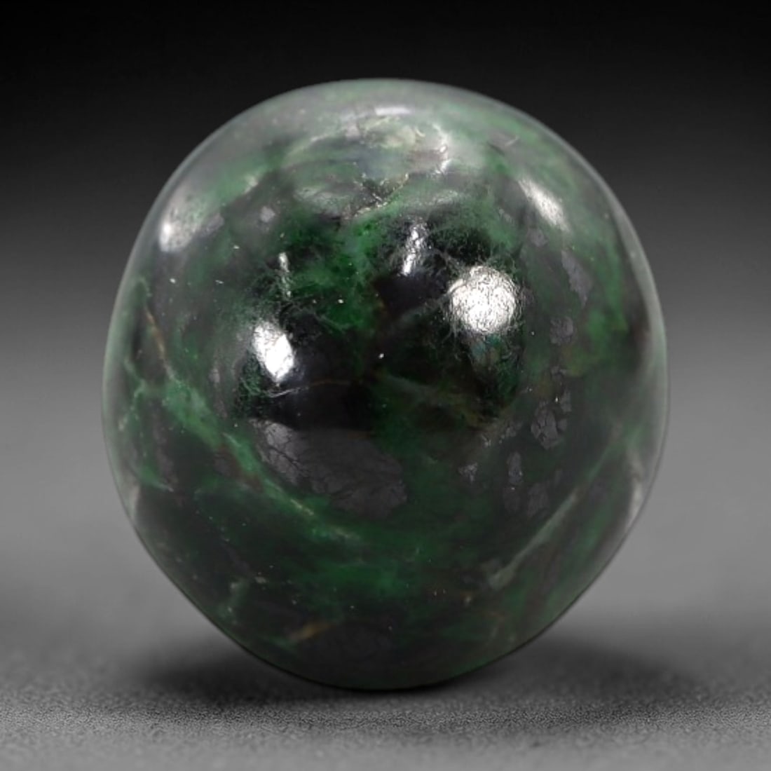 6.13 Carats Dark Matrix and Green Vein Maw Sit Sit Jade Cabochon - Natural Burmese Stone, 3AB (1 of 1)