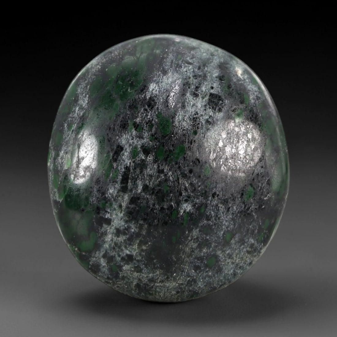 11.90 Carats Dark Matrix and Green Spot Maw Sit Sit Jade Cabochon - Natural Burmese Stone, 18AB (1 of 1)