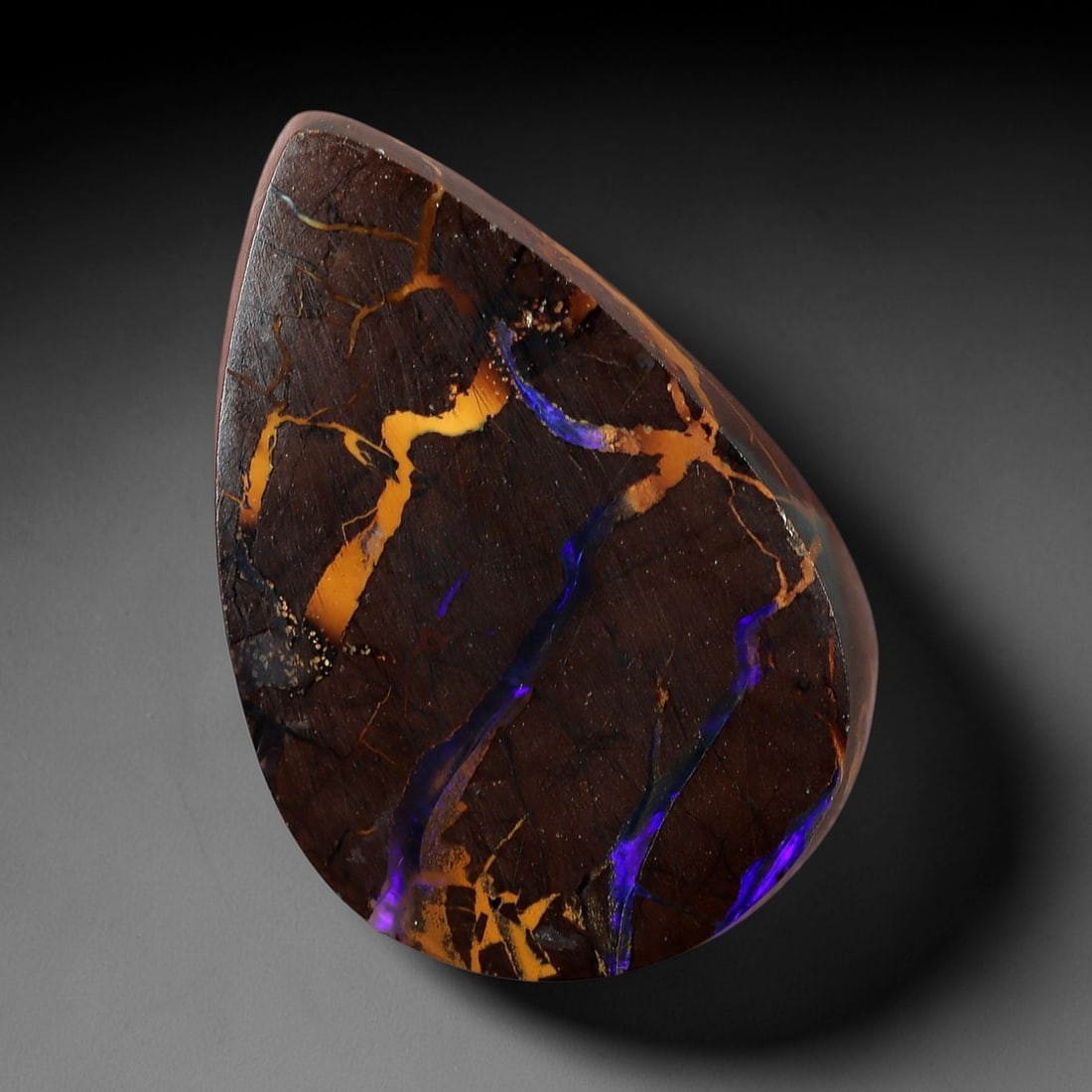 3.98ct Boulder Opal Cabochon - Vibrant Purple-Yellow Vein Specimen, 37XM (1 of 2)