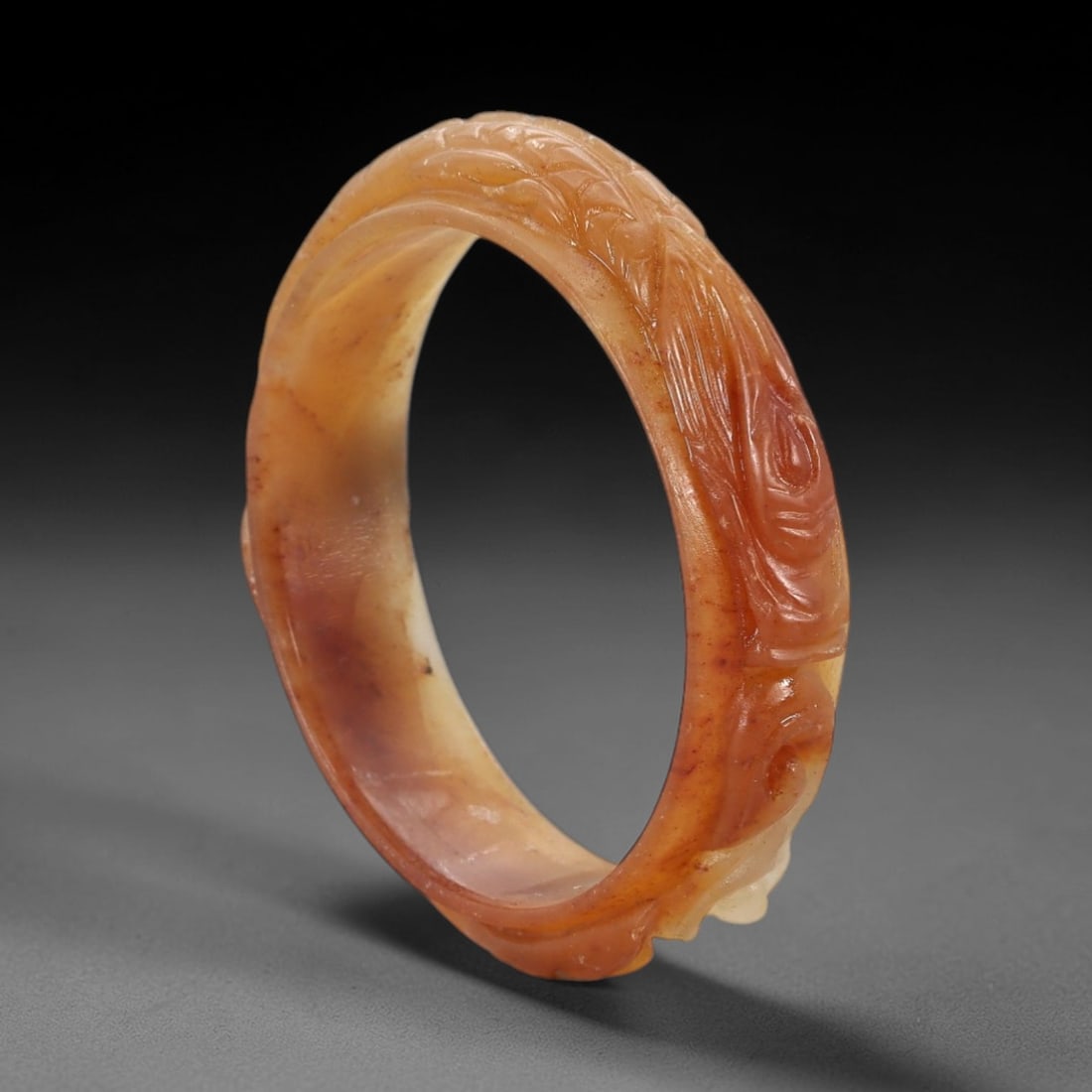 A Chinese Carved Jadeite Jade Bangle Bracelet, 20th Century, 37ZL (1 of 2)