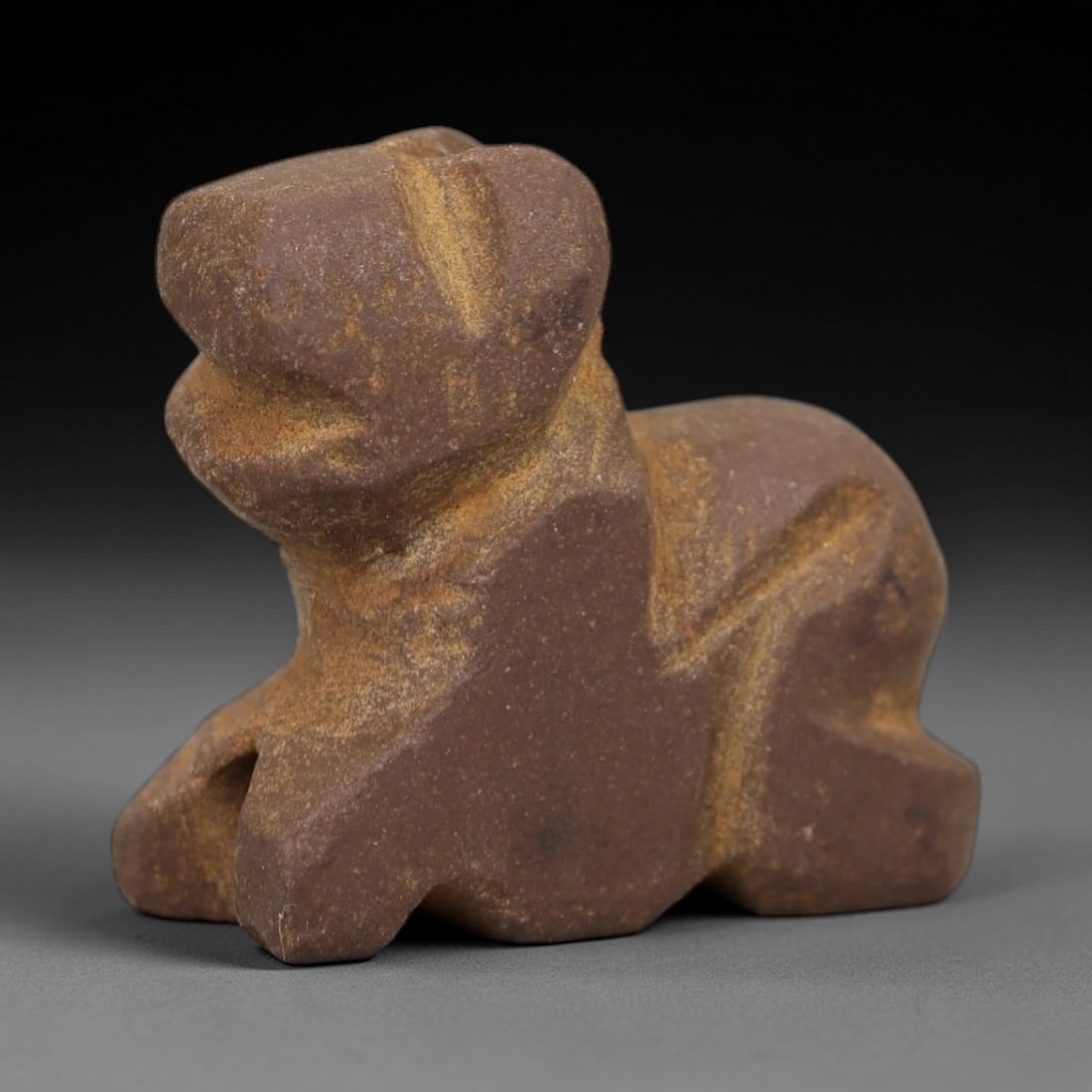 Ancient Brown Stone Recumbent Feline - Near Eastern Amulet, 10AE (1 of 2)
